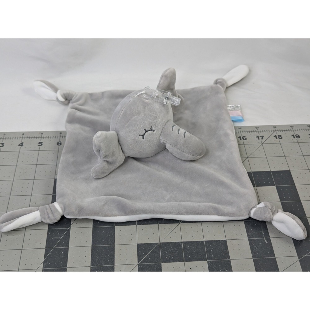 Gray Elephant Lovey Knotted Security Blanket Stuffed Animal Toy